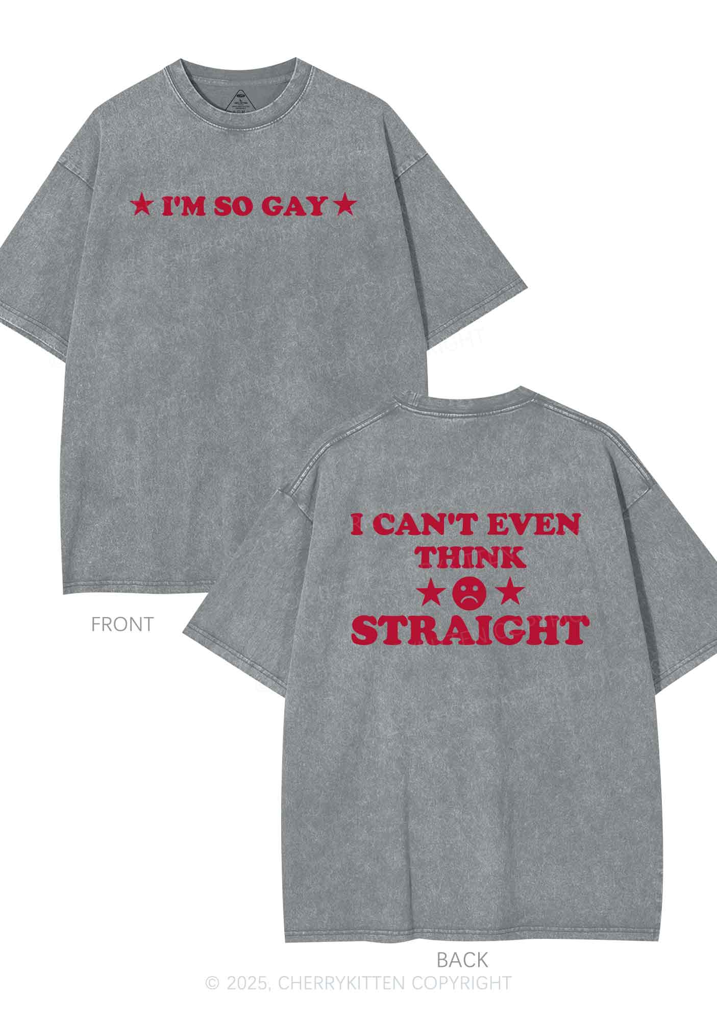 Im So Gay Two Sides Pride Y2K Shirts Washed Tee Cherrykitten