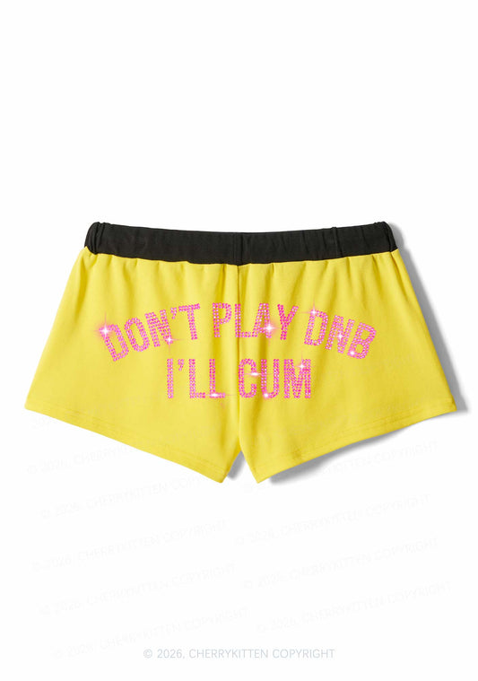 Rhinestone Dont Play DNB Y2K Drawstring Mini Shorts Cherrykitten