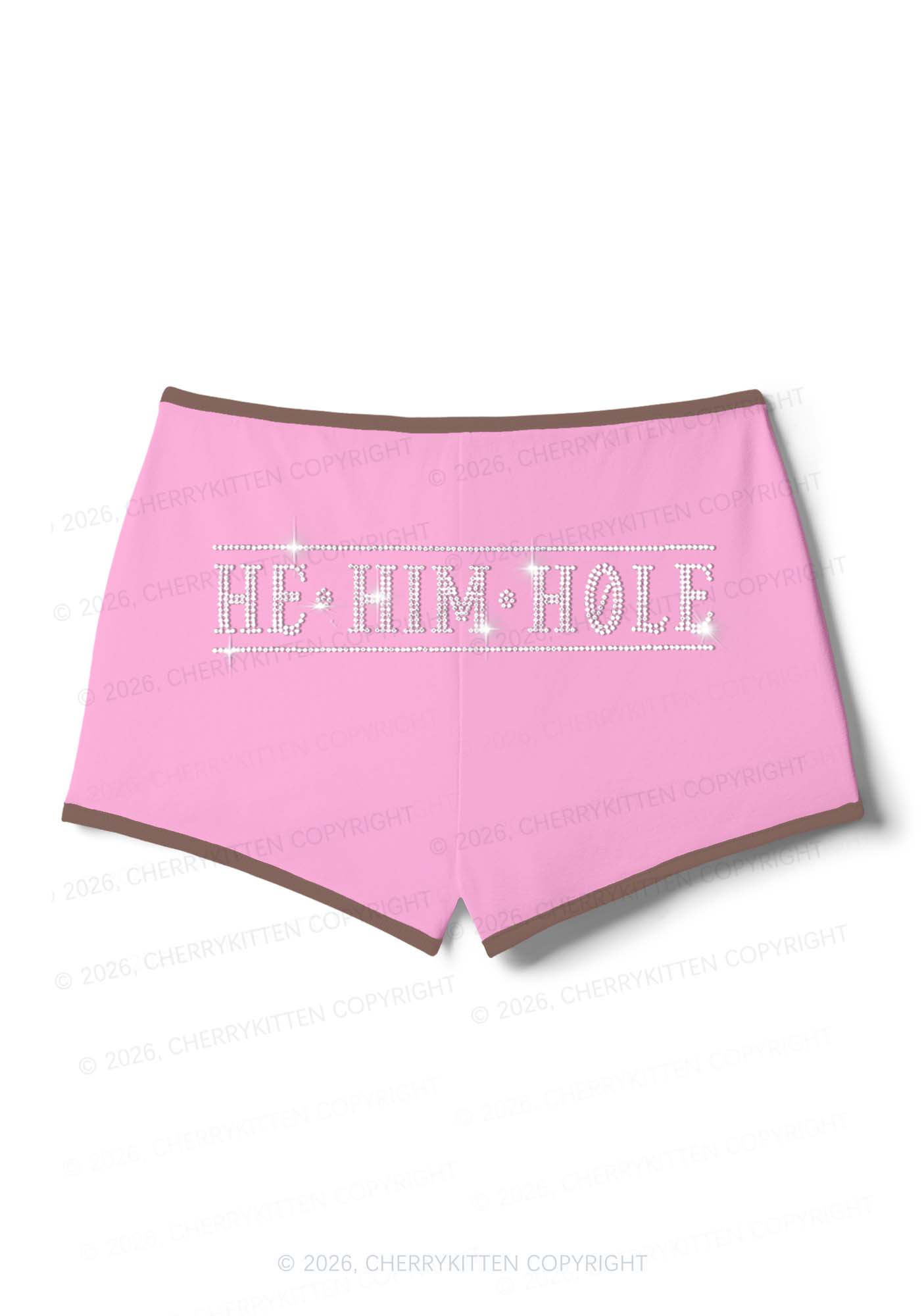 Rhinestone He Him Hole Pride Y2K Booty Shorts Cherrykitten