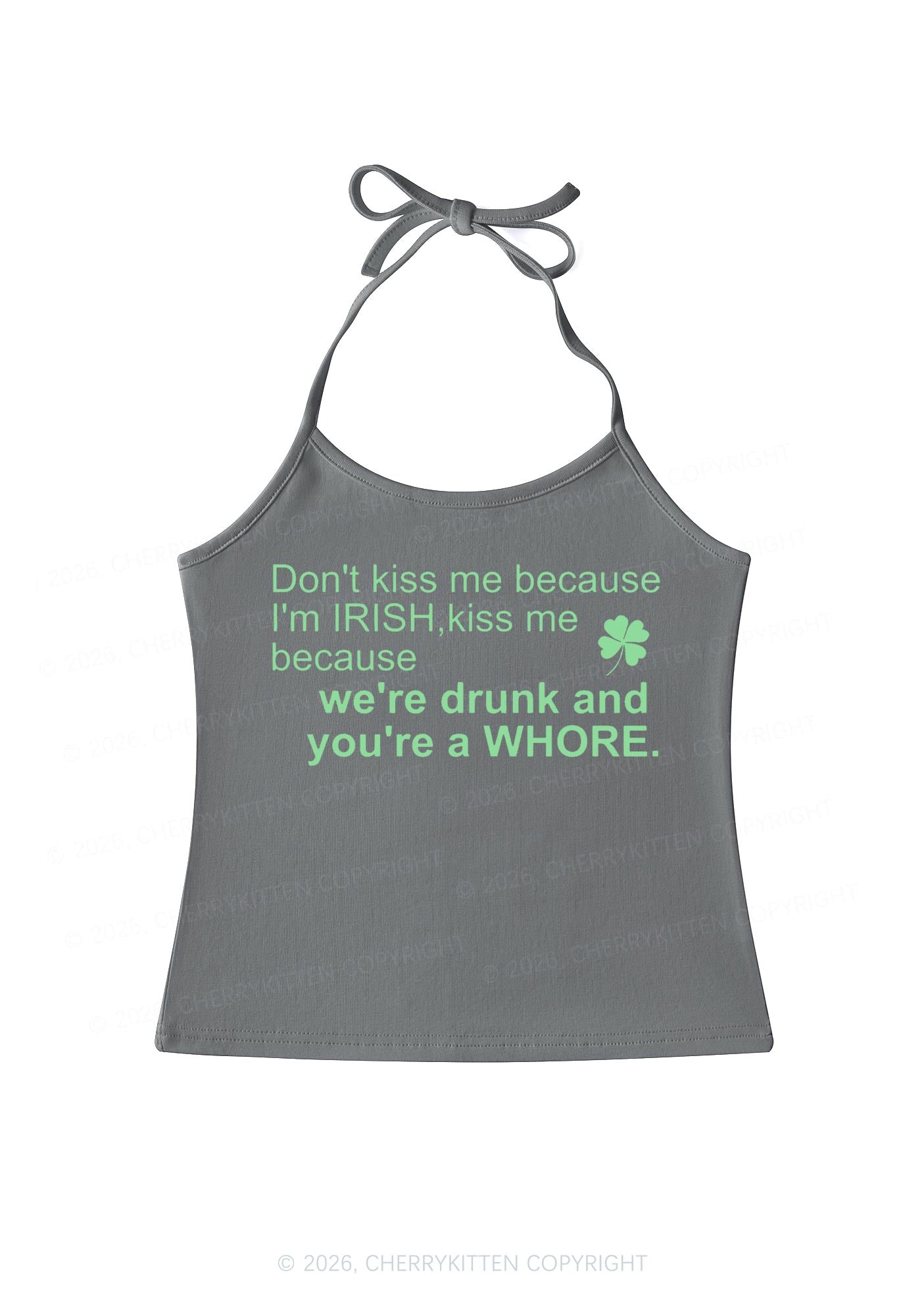 Drunk And Hore St Patricks Y2K Halter Neck Cami Cherrykitten