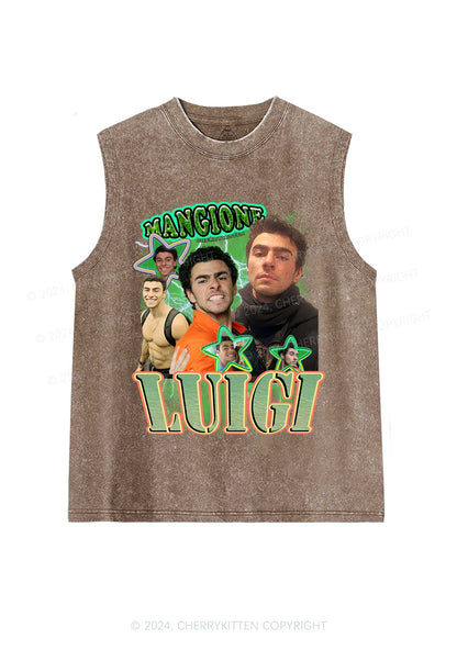 Green Star Luigi Y2K Washed Tank Cherrykitten