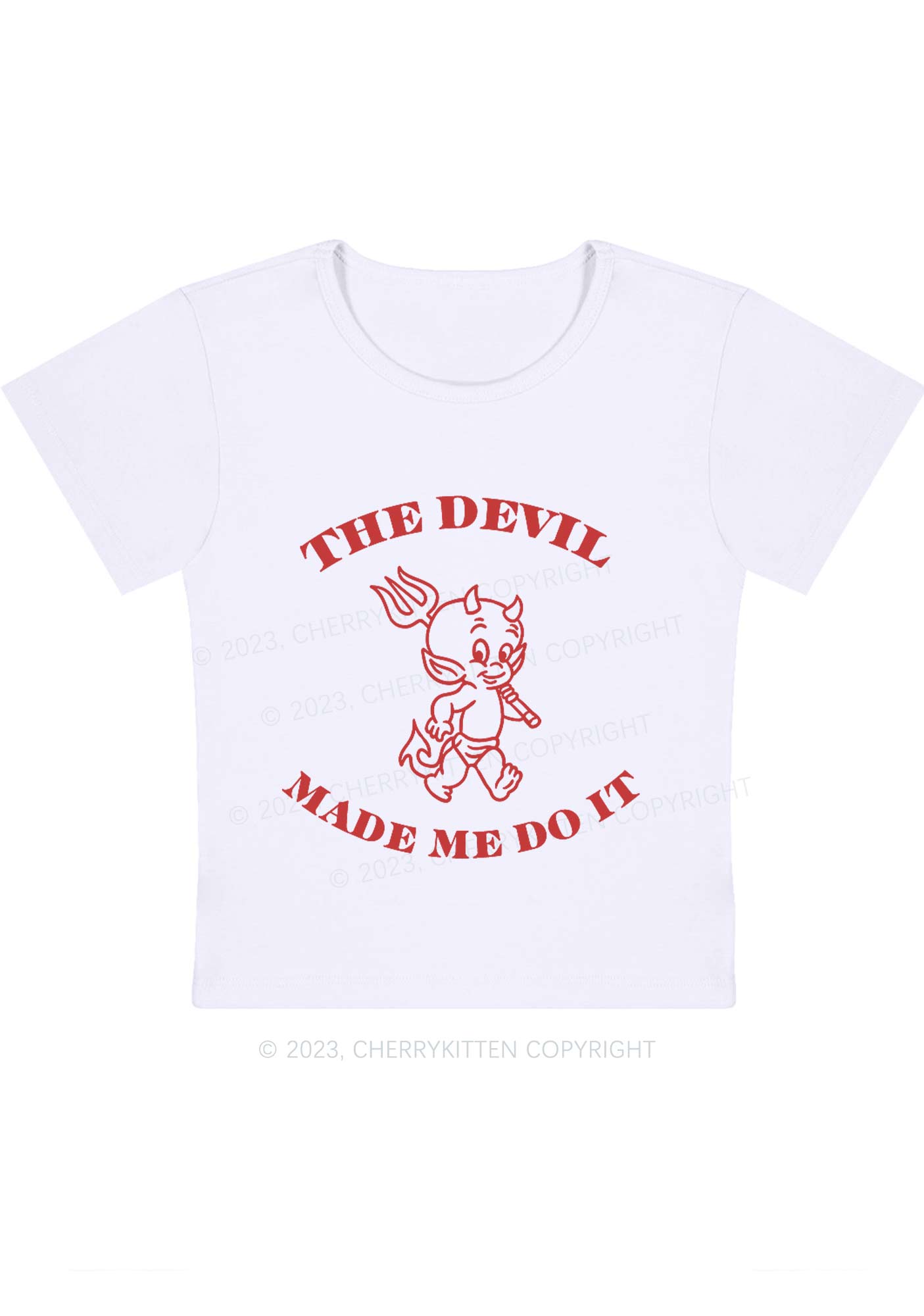 The Devil Made Me Do It Y2K Baby Tee Cherrykitten