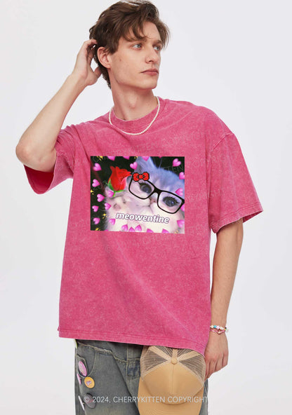 Meowentine Kitten Y2K Valentine's Day Washed Tee Cherrykitten