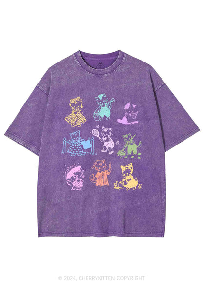 Tattoo Cat Y2K Washed Tee Cherrykitten
