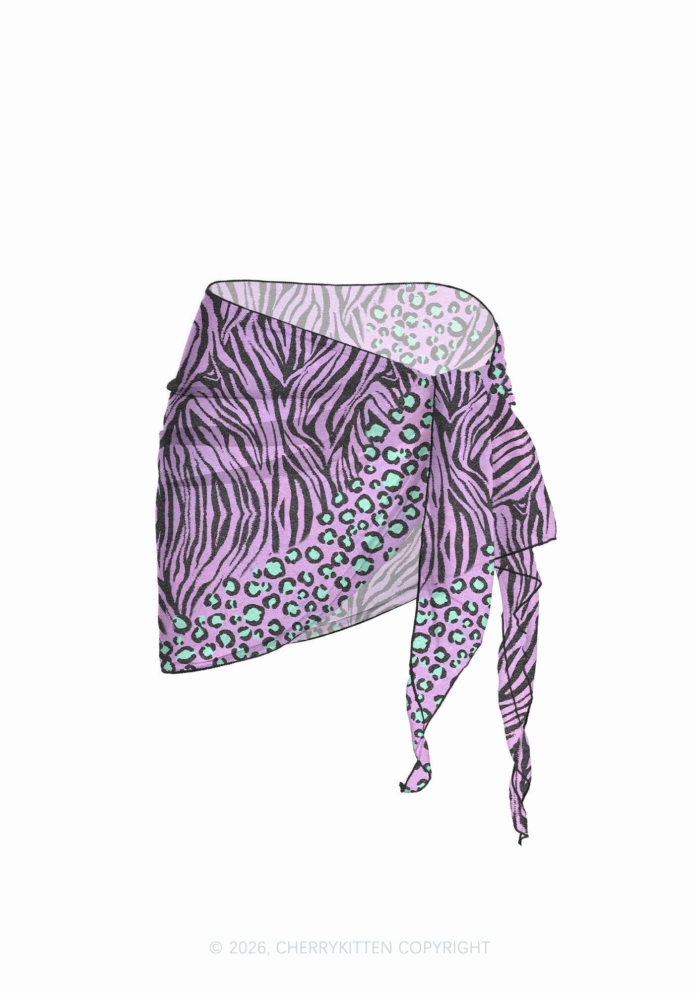 Purple Mixed Zebra Leopard Y2K Print Bikini Set Cherrykitten