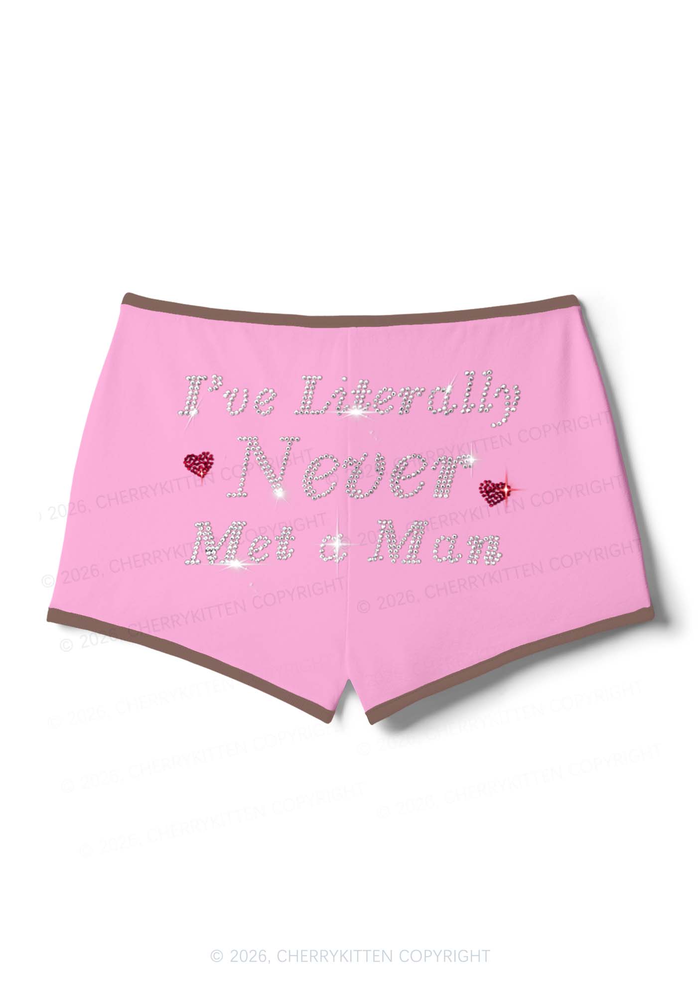 Rhinestone Never Met A Man Pride Y2K Booty Shorts Cherrykitten