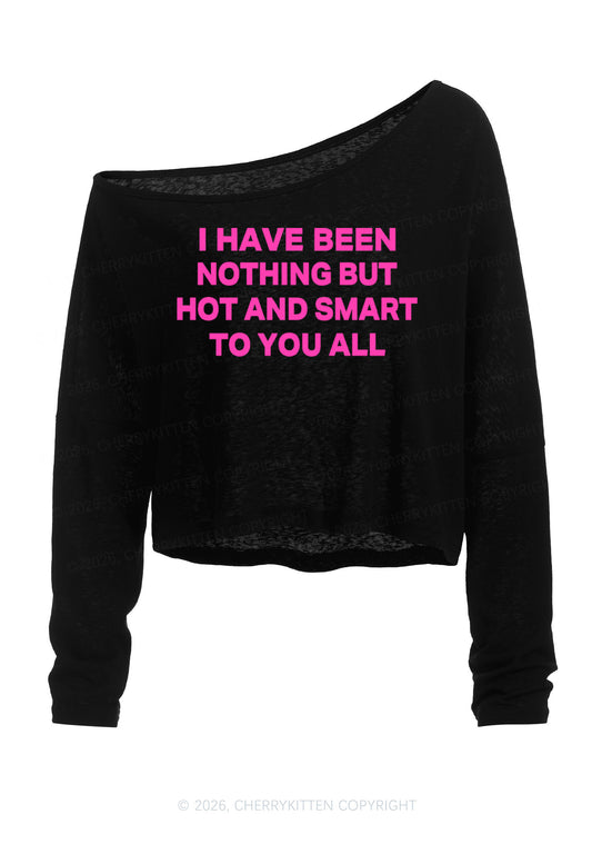 I Have Been Hot And Smart Y2K Off Shoulder Long Sleeve Crop Top Cherrykitten