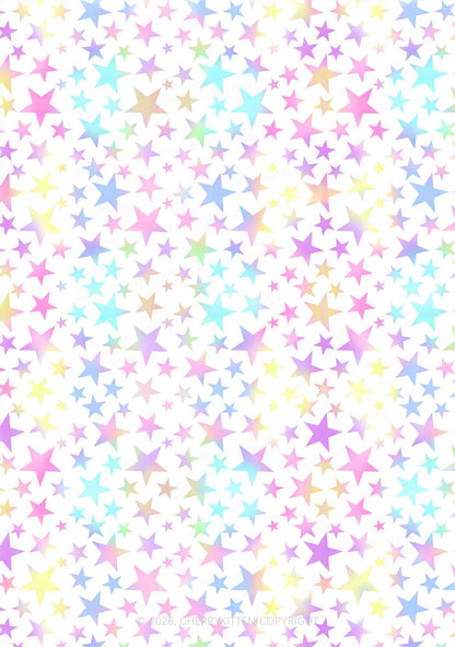 Rainbow Star On White Y2K Print Cami Shorts Pajama Set Cherrykitten