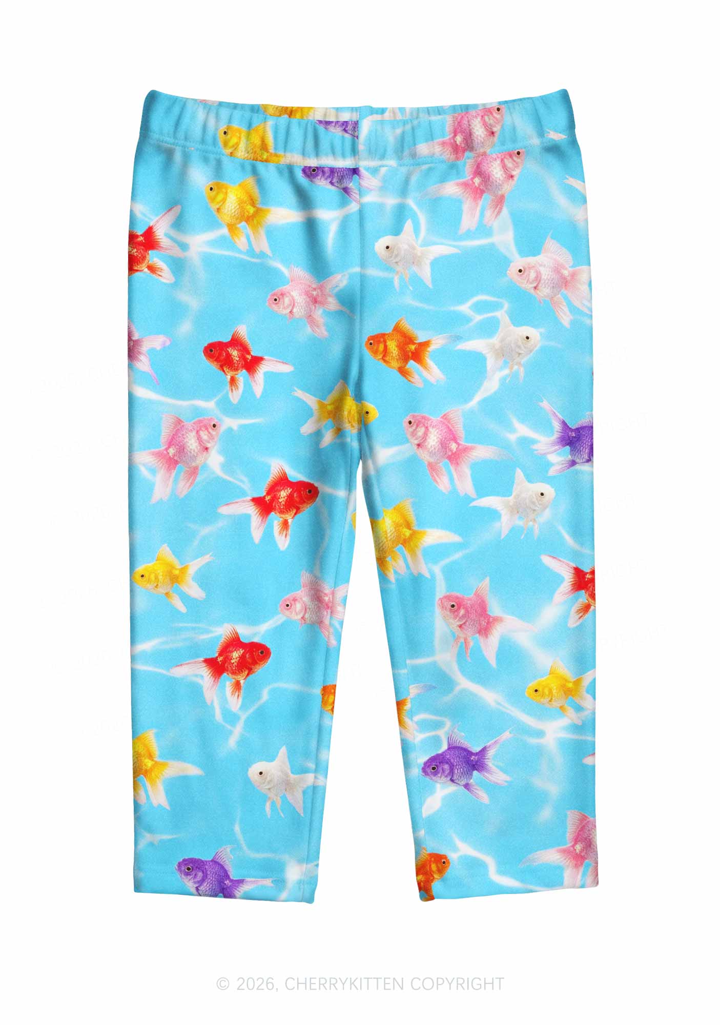 Water Ripple Goldfish Y2K Print Capri Pants Cherrykitten