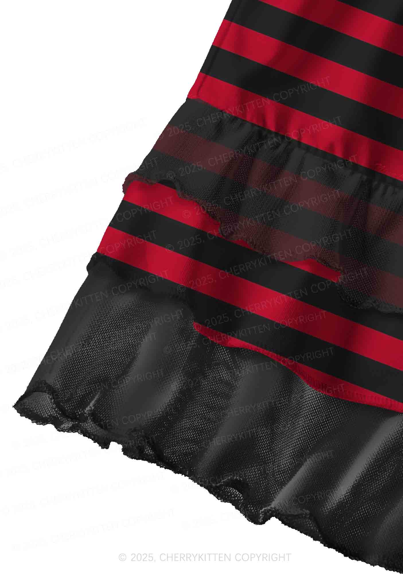 Black And Red Stripe Y2K Print Mini Layered Skirt Cherrykitten