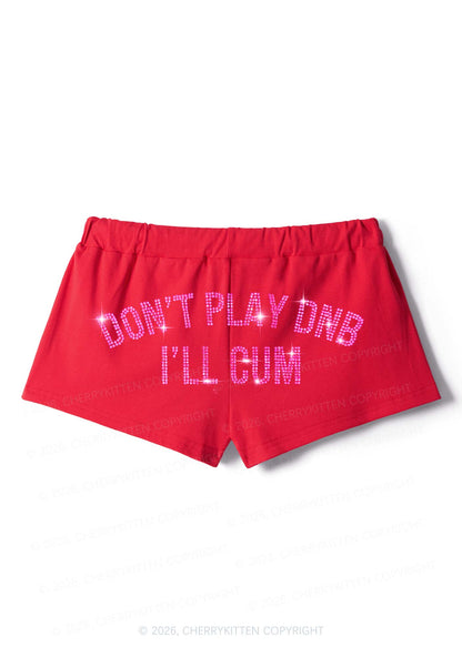 Rhinestone Dont Play DNB Y2K Drawstring Mini Shorts Cherrykitten