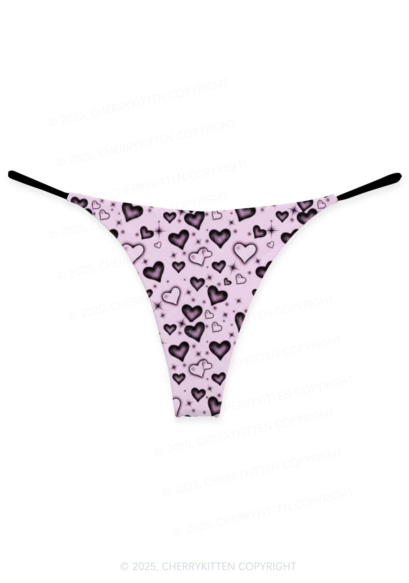 Dark Heart Attack Valentine's Day Y2K Print Couples Thong Set Cherrykitten