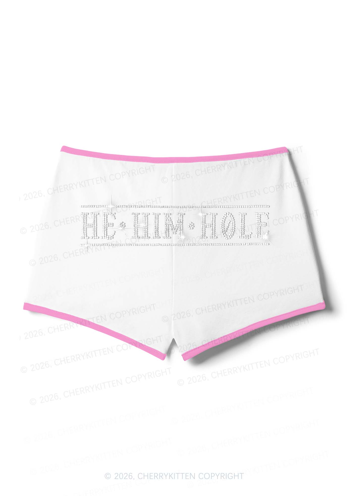 Rhinestone He Him Hole Pride Y2K Booty Shorts Cherrykitten
