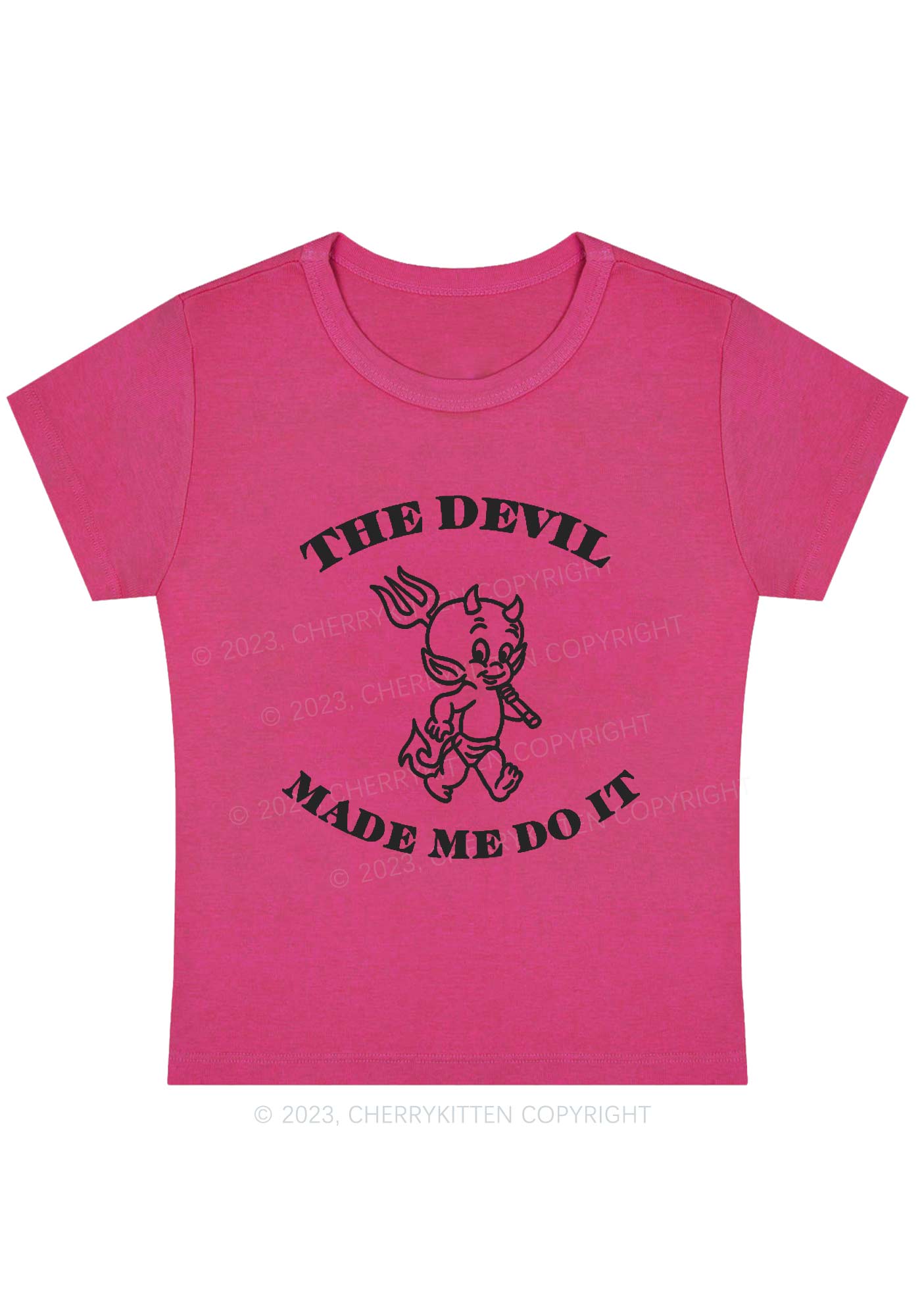 Curvy The Devil Made Me Do It Baby Tee Cherrykitten