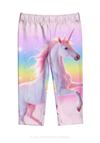 Rainbow Gradient Unicorn Y2K Print Capri Pants Cherrykitten