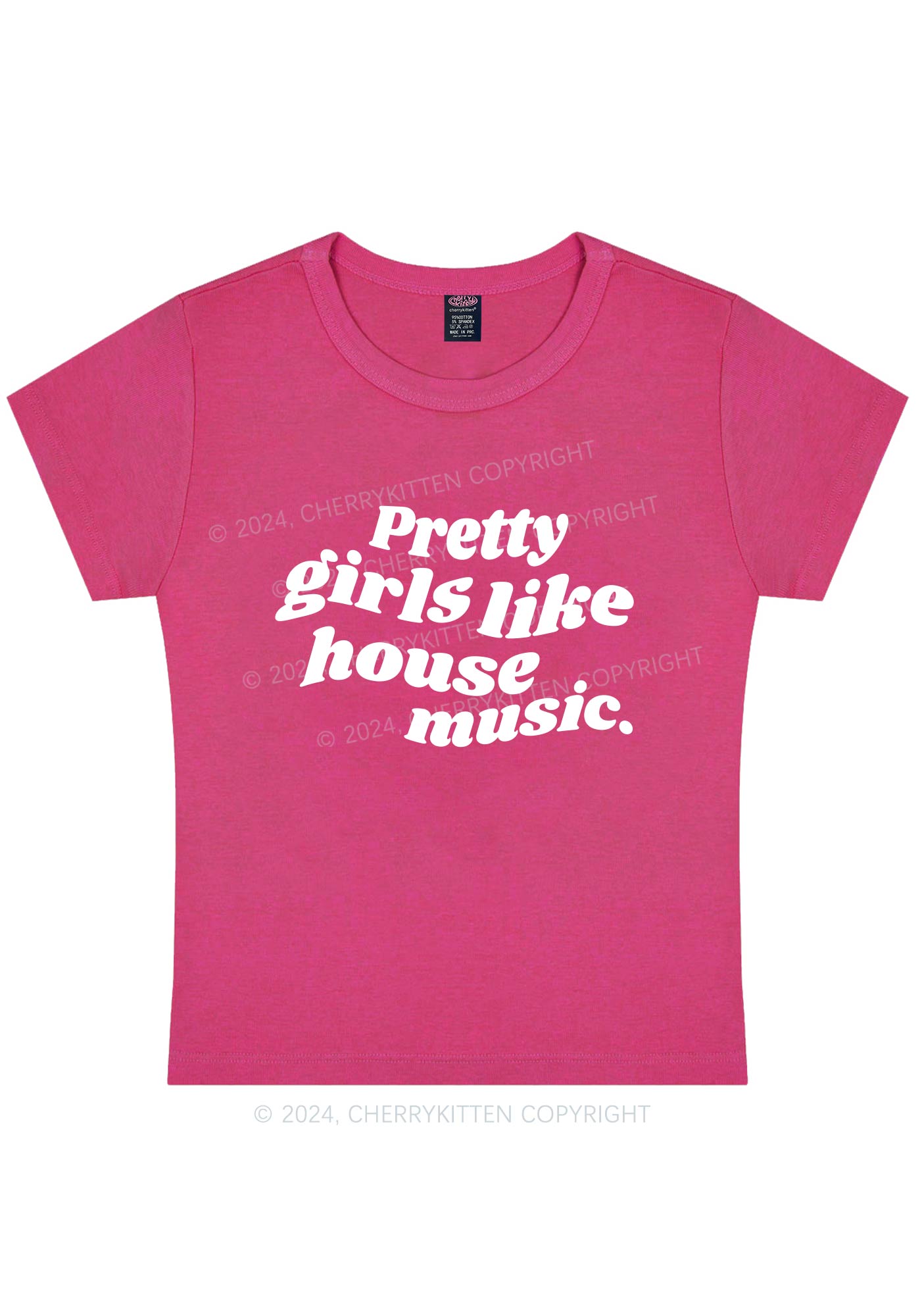 Pretty Girls Like House Music Y2K Baby Tee Cherrykitten