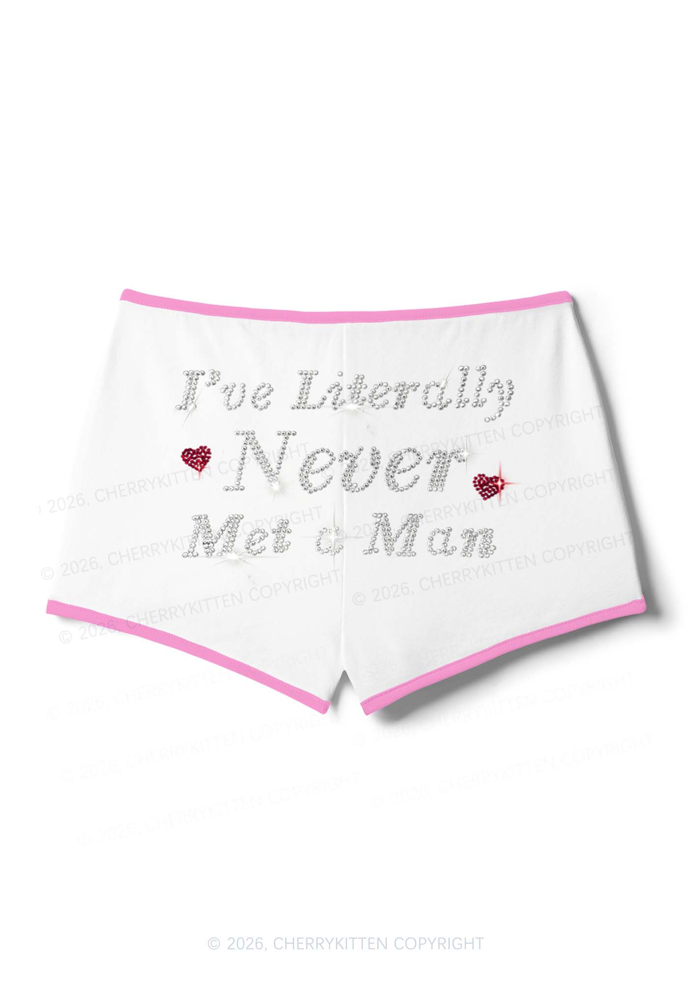 Rhinestone Never Met A Man Pride Y2K Booty Shorts Cherrykitten