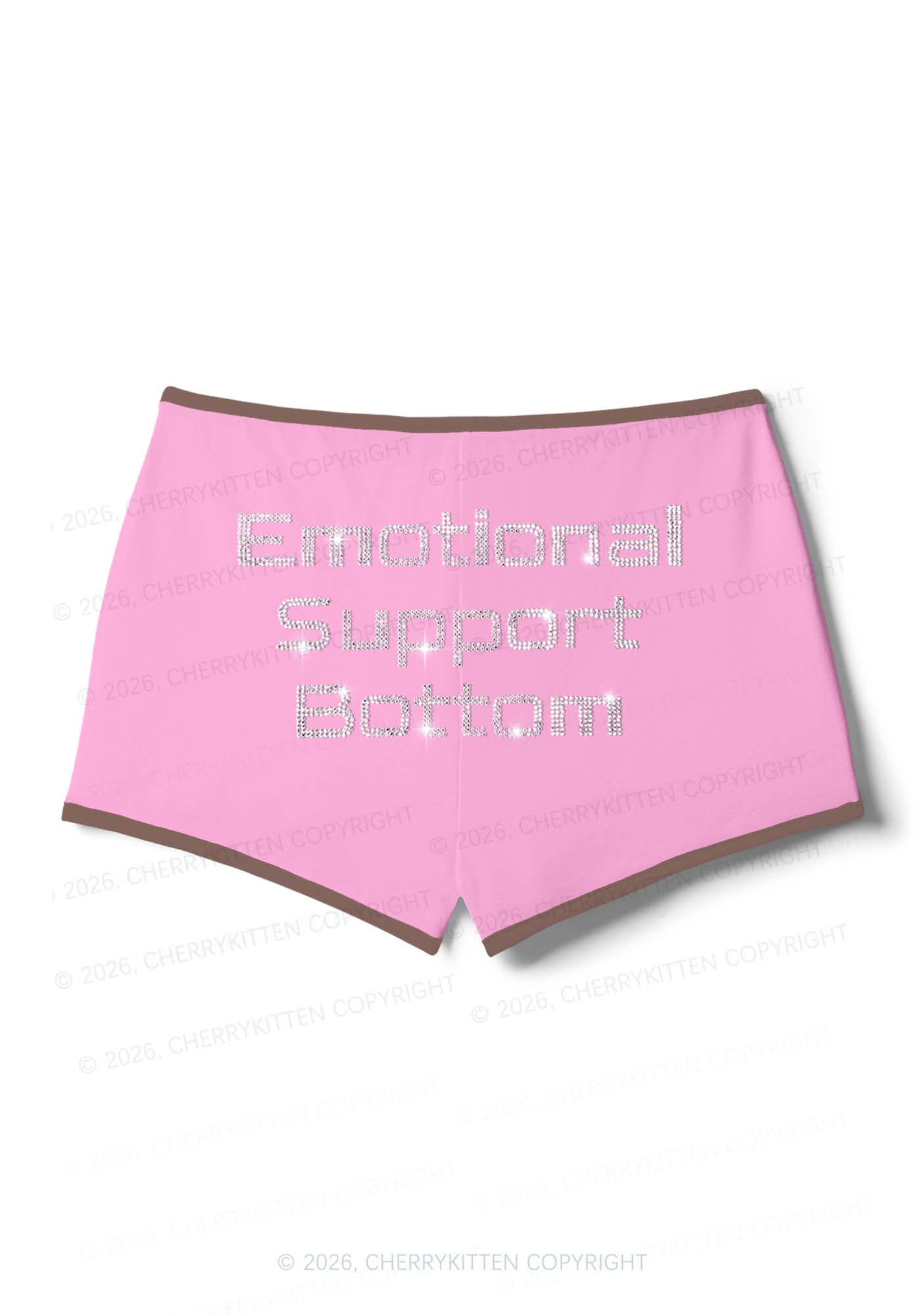 Rhinestone Emotional Support Bottom Pride Y2K Booty Shorts Cherrykitten