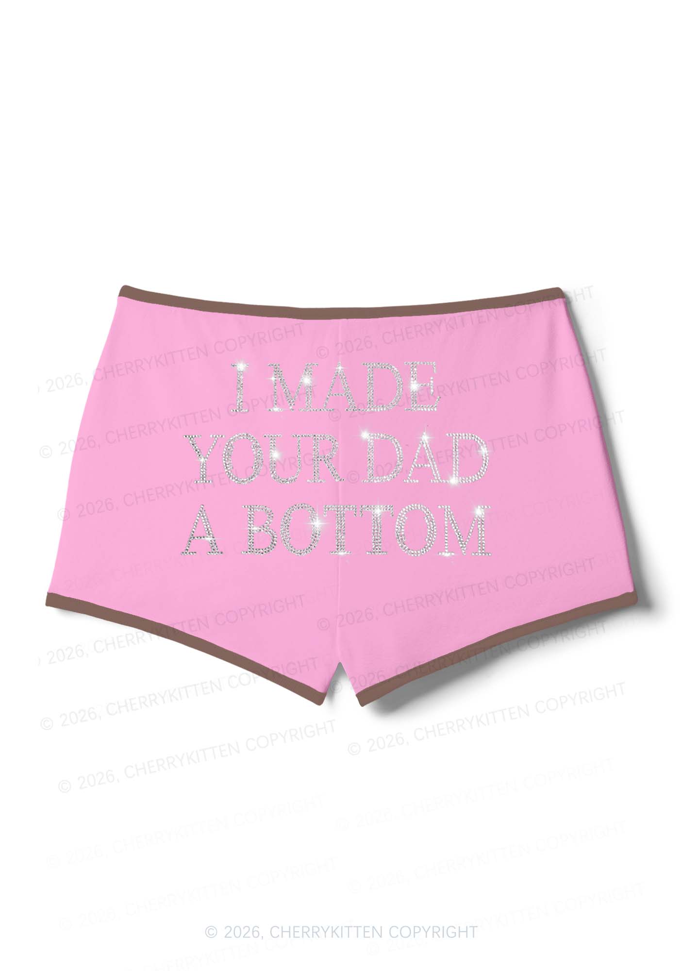 Rhinestone Made Your Dad A Bottom Pride Y2K Booty Shorts Cherrykitten