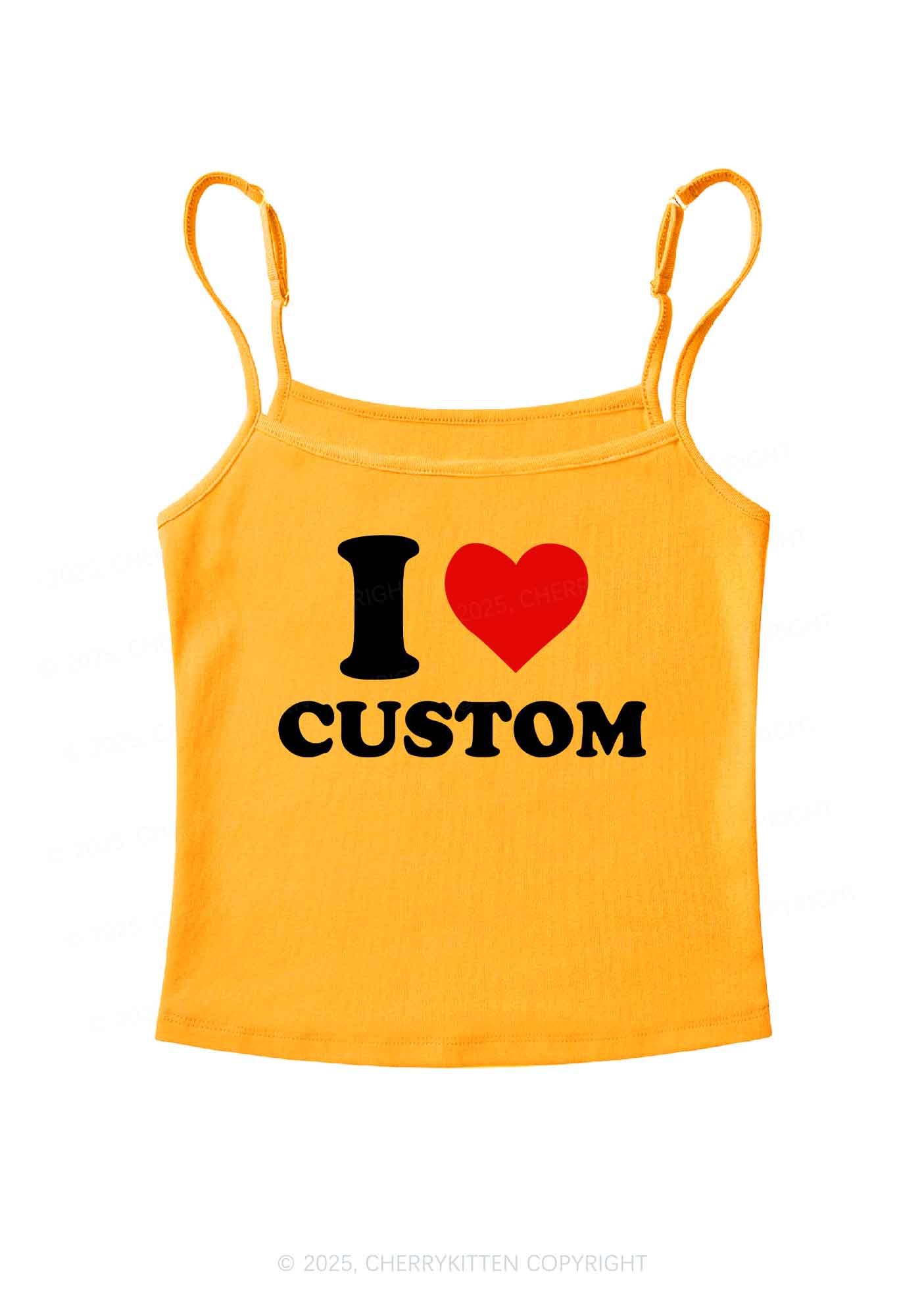 I Love Custom Personalized Y2K Spaghetti Strap Cami Cherrykitten