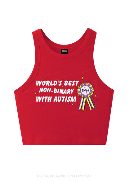 Worlds Best Nonbinary Y2K Crop Tank Top Cherrykitten