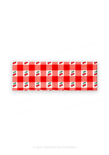 Red Plaid Bite Me Y2K Print Headband Cherrykitten