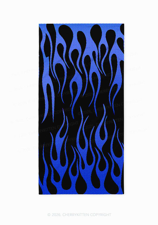 Royal Blue Flame Y2K Beach Towel Cherrykitten