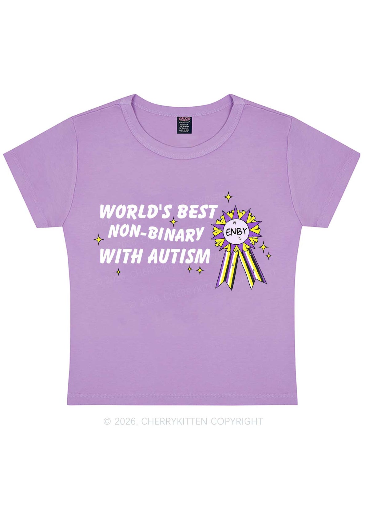 Worlds Best Nonbinary Y2K Baby Tee Cherrykitten