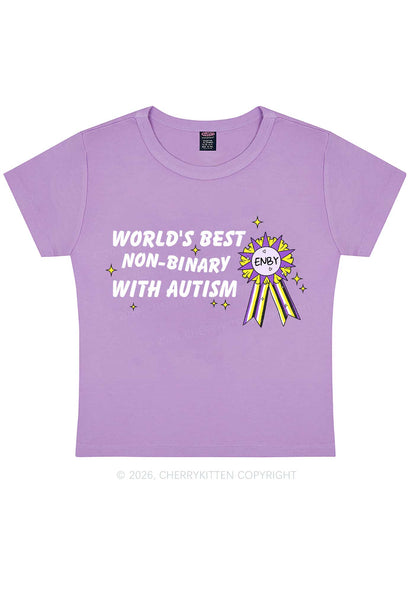 Worlds Best Nonbinary Y2K Baby Tee Cherrykitten