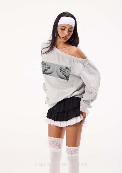 Touch Bxxbs Y2K Off Shoulder Sweatshirts Cherrykitten