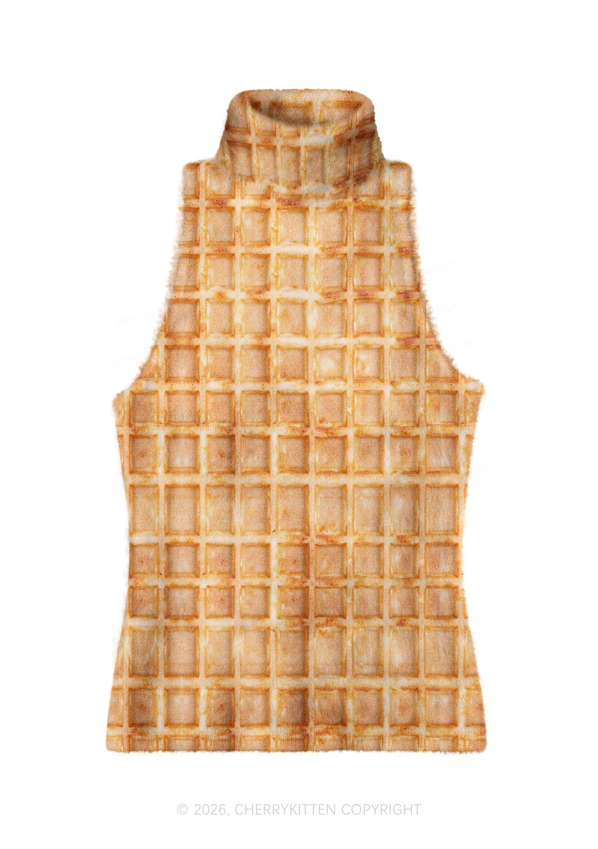 Waffle Texture Y2K Knit Turtleneck Tank Top Cherrykitten