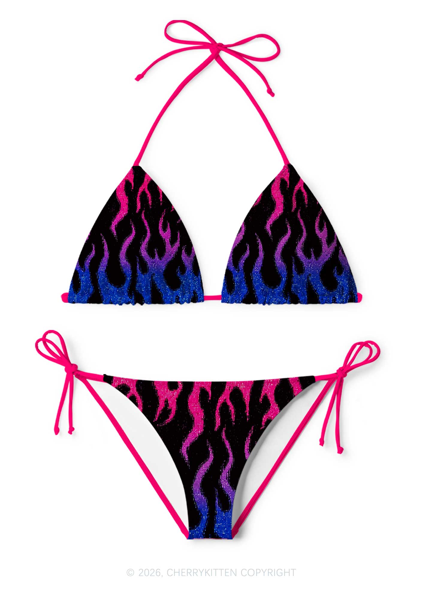 Bisexual Flame Pride Y2K Print Bikini Set Cherrykitten