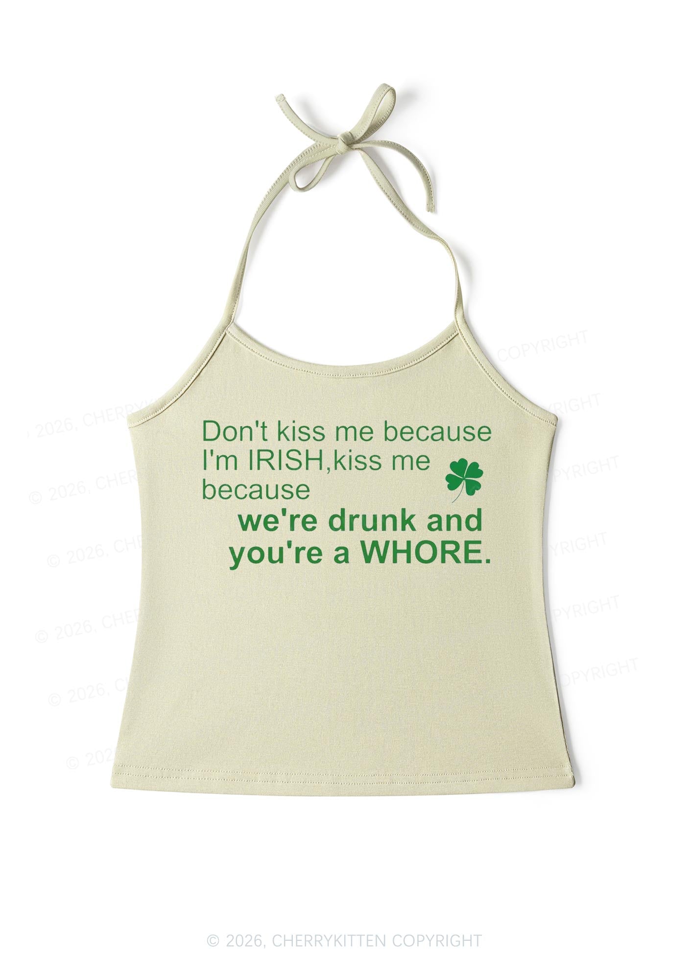 Drunk And Hore St Patricks Y2K Halter Neck Cami Cherrykitten