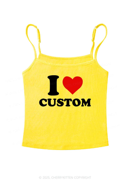 I Love Custom Personalized Y2K Spaghetti Strap Cami Cherrykitten