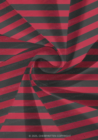 Black And Red Stripe Y2K Print Mini Layered Skirt Cherrykitten