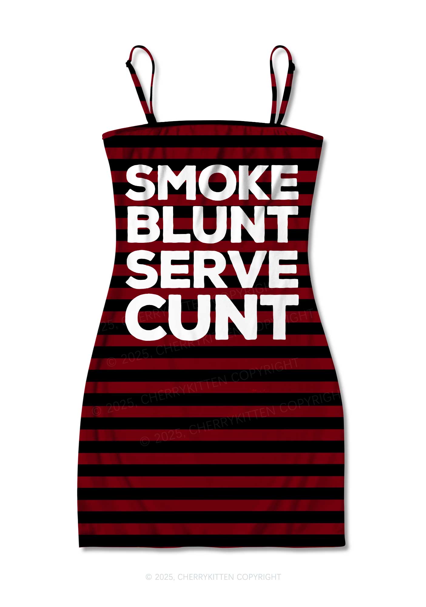 Smoke Blunt Y2K Print Slip Dress Cherrykitten