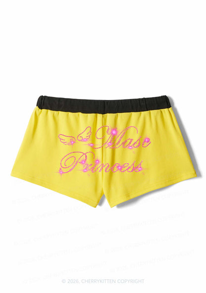 Rhinestone Masc Princess Pride Y2K Drawstring Mini Shorts Cherrykitten