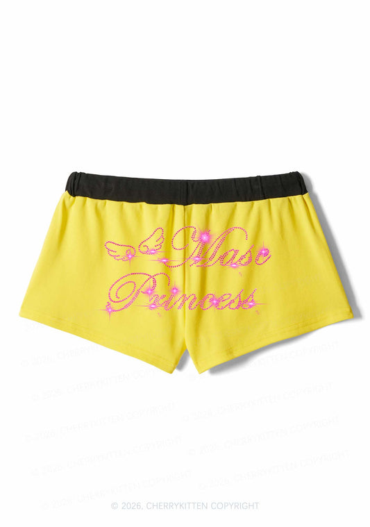 Rhinestone Masc Princess Pride Y2K Drawstring Mini Shorts Cherrykitten