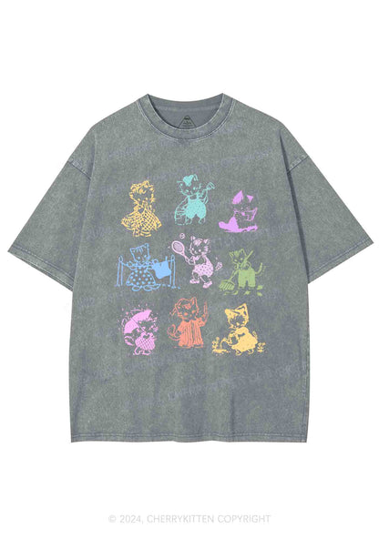Tattoo Cat Y2K Washed Tee Cherrykitten