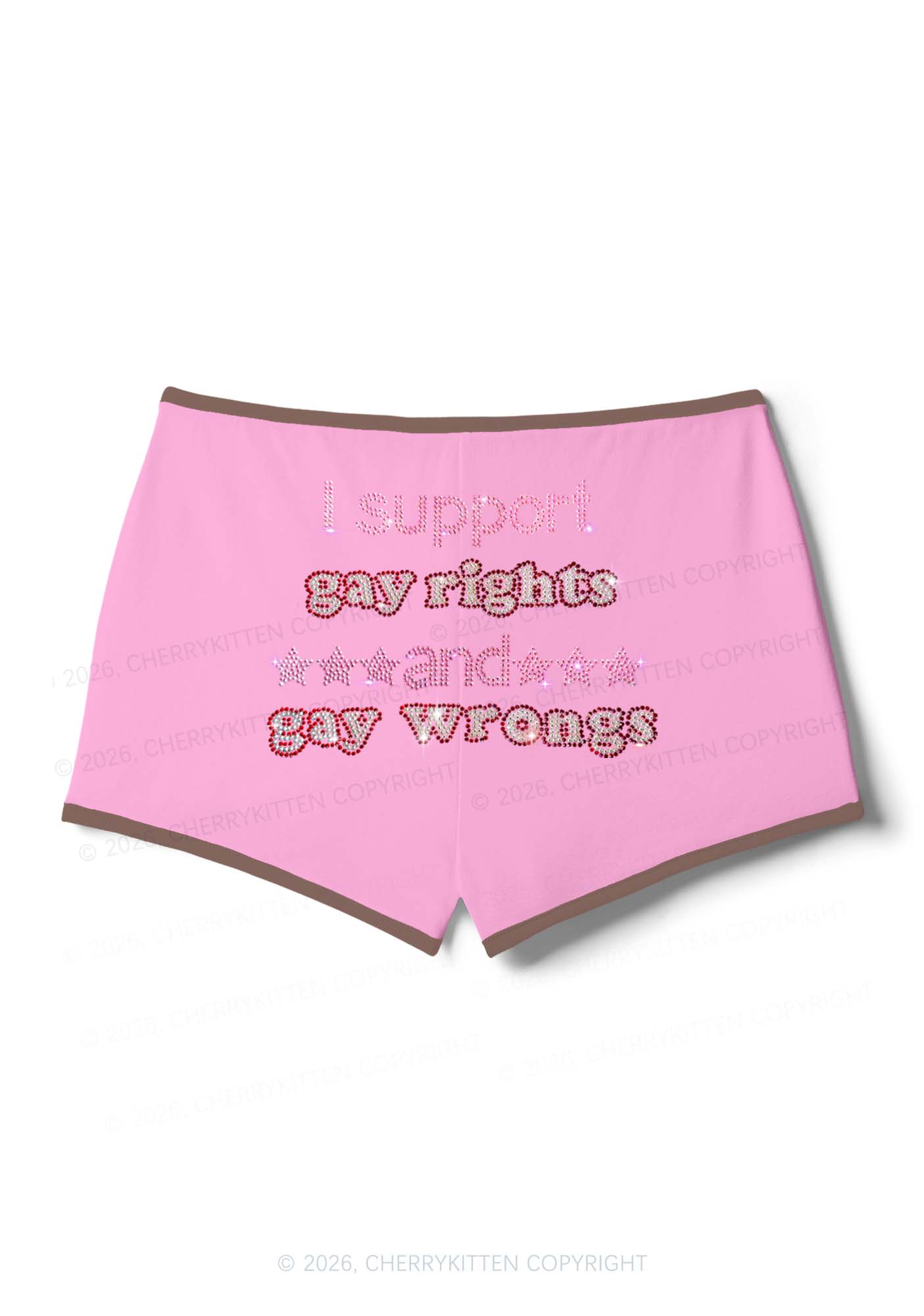 Rhinestone I Support Gay Rights Y2K Booty Shorts Cherrykitten