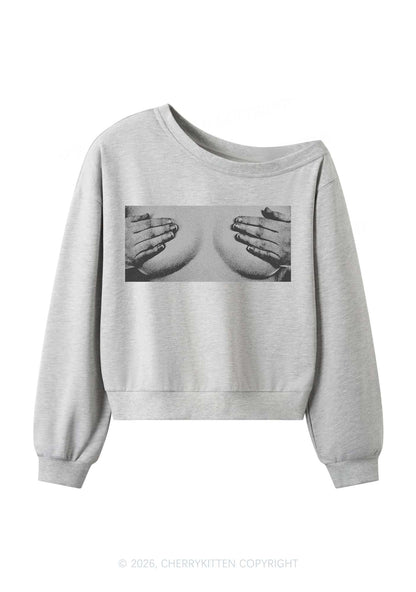 Touch Bxxbs Y2K Off Shoulder Sweatshirts Cherrykitten
