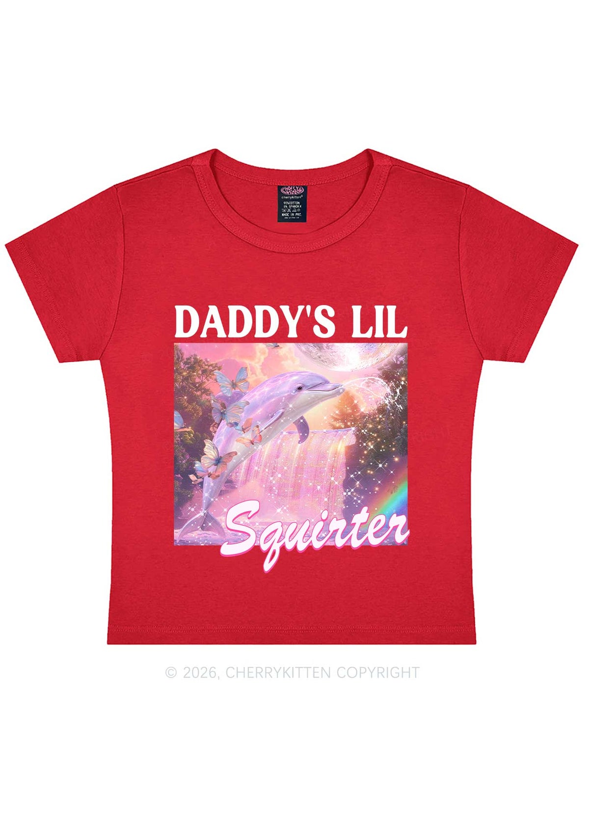 Daddys Lil Squirter Dolphin Y2K Baby Tee Cherrykitten