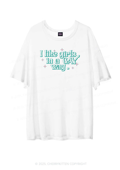 Like Girls In Gay Way Pride Y2K Sheer Boyfriend Tee Cherrykitten