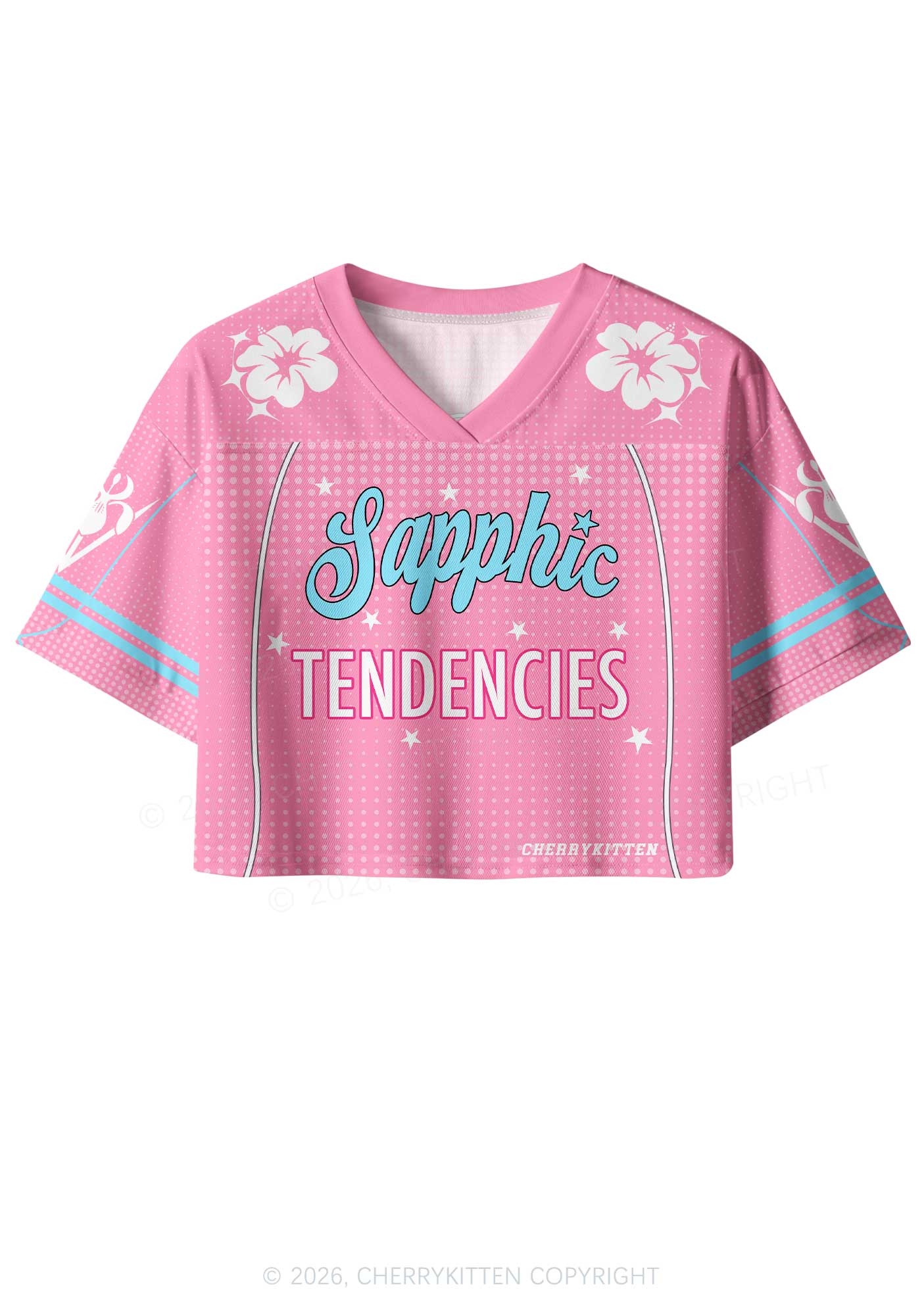 Sapphic Tendencies Pride Y2K Crop Sport Jersey Shirts Cherrykitten