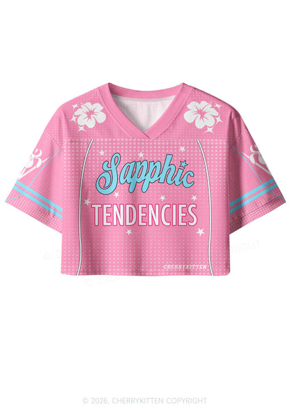 Sapphic Tendencies Pride Y2K Crop Sport Jersey Shirts Cherrykitten