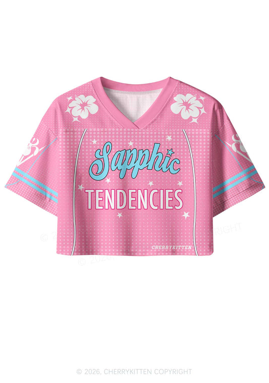 Sapphic Tendencies Pride Y2K Crop Sport Jersey Shirts Cherrykitten