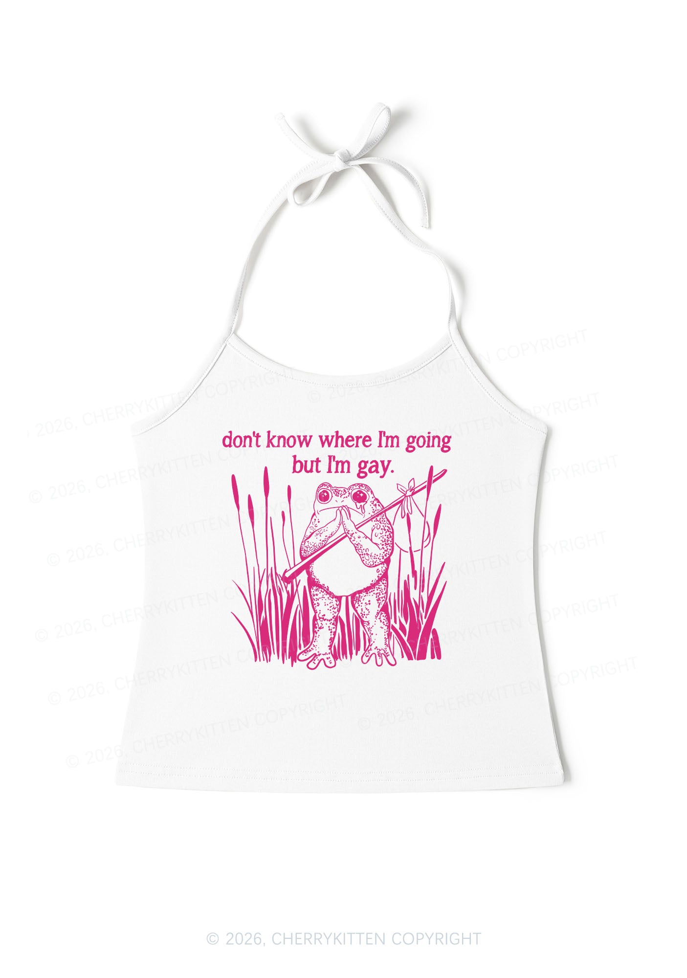 But I Am Gay Frog Pride Y2K Halter Neck Cami Cherrykitten