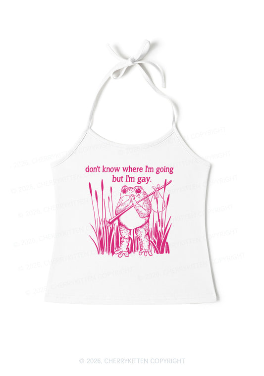 But I Am Gay Frog Pride Y2K Halter Neck Cami Cherrykitten