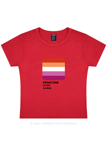 Pridetone Lesbian Pride Y2K Baby Tee Cherrykitten