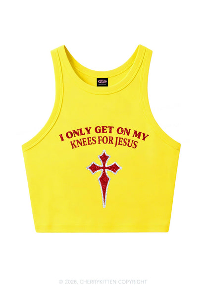 Glitter Get On My Knees For Jesus Y2K Crop Tank Top Cherrykitten